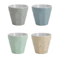Excellent Houseware Espresso Koffiekopjes - 4x stuks - porselein - 90 ml - kleuren mix