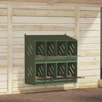 VidaXL Kippennestkastje met 8 vakken olijfgroen metaal