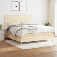 Boxspring met matras stof crèmekleurig 160x200 cm