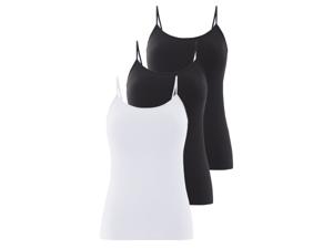 esmara 3 dames spaghettitops (Zwart/wit, S (36/38))