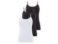 esmara 3 dames spaghettitops (Zwart/wit, S (36/38))