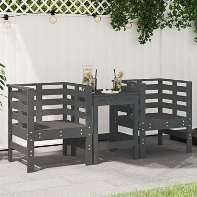 Tuinstoelen 2 st 61,5x53x71 cm massief grenenhout grijs
