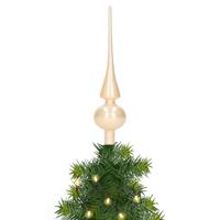 Decoris Kerst piek - 1x - champagne - 26 cm - glas - glans - kerstboompiek