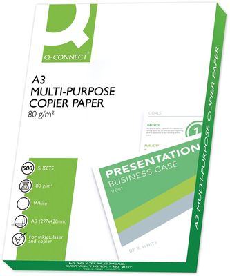 Q-CONNECT kopieerpapier, ft A3, 80 g, pak van 500 vel, wit