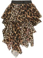 sacai jupe asymétrique à imprimé léopard - Marron