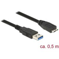 Delock USB-kabel USB 3.2 Gen1 (USB 3.0 / USB 3.1 Gen1) USB-A stekker, USB-micro-B 3.0 stekker 0.50 m Zwart Vergulde steekcontacten 85071