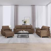 4-delige Loungeset met kussens stof bruin