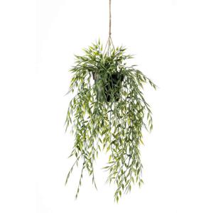 Groene bamboe kunstplant - 50 cm - in hangende pot - Kunstplanten/nepplanten