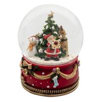 HAES DECO - Sneeuwbol met Kerstman Ø 15x20 cm / 2xAA - Rood - Kerst Figuur, Kerstdecoratie, Schudbol - thumbnail