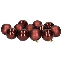 12x stuks kunststof kerstballen redwood bruin 6 cm glans en mat