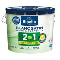 RIPOLIN Witte muur- en plafondverf met geïntegreerde onderlaag - Satijnwit - 10 L