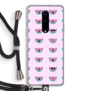 Smiley watermeloenprint: OnePlus 8 Transparant Hoesje met koord