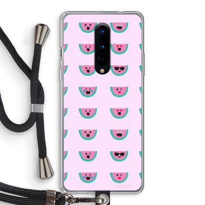 Smiley watermeloenprint: OnePlus 8 Transparant Hoesje met koord
