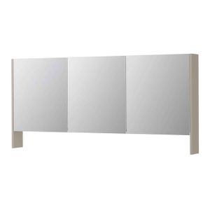 INK SPK3 Spiegelkast - 160x14x74cm - 3 deuren - dubbelzijdige Spiegel - open planchet - schakelaar en stopcontact - MDF lak Mat kasjmier grijs 1110379