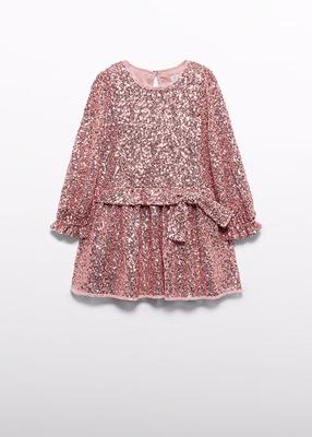 Abel & Lula winter jurk meisjes - roze - pailletten