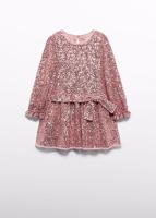 Abel & Lula winter jurk meisjes - roze - pailletten