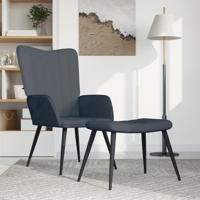Relaxstoel met voetenbank fluweel donkergrijs Relaxstoel met voetenbank fluweel donkergrijs