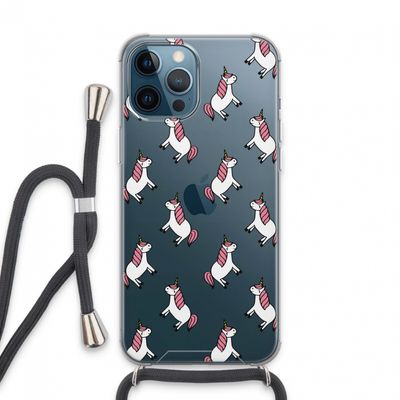 Eenhoorns overal: iPhone 13 Pro Max Transparant Hoesje met koord