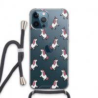 Eenhoorns overal: iPhone 13 Pro Max Transparant Hoesje met koord