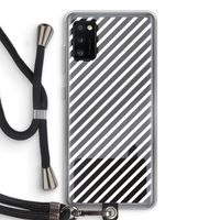 Strepen zwart-wit: Samsung Galaxy A41 Transparant Hoesje met koord
