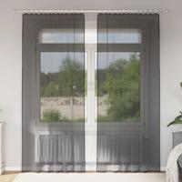 VidaXL Gordijnen voile met roedezakken 2 st zwart