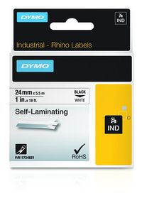 Labeltape Dymo Rhino 1734821 viny 24mmx5.5m zwart op wit