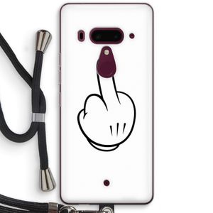 Middle finger white: HTC U12+ Transparant Hoesje met koord