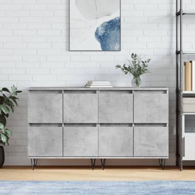 Dressoirs 2 st bewerkt hout betongrijs