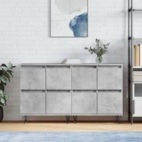 Dressoirs 2 st bewerkt hout betongrijs