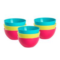 Kommetjes / schaaltjes dessert en ontbijt - 9x stuks - kunststof - D17 x H7 cm - roze/groen/blauw