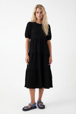 Midi-jurk met textuur - BLACK - M