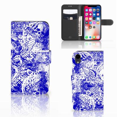Telefoonhoesje met Naam Apple iPhone Xr Angel Skull Blauw