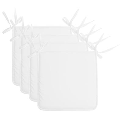 Stof Textile Home stoelkussens - 4x - wit - 38 x 38 x 3 cm - voor binnen - vierkant