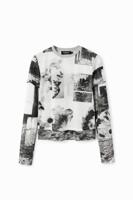 Dubbellaags T-shirt met fotoprint - WHITE - XXL