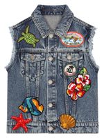 Dolce & Gabbana Kids débardeur en jean à fleurs - Bleu