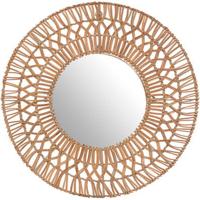 Wandspiegel Milou - Boho/ibiza stijl - rotan - lichtbruin - rond - 58 cm Wandspiegel Milou - Boho/ibiza stijl - rotan - lichtbruin - rond - 58 cm
