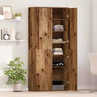 Hoge Kast Oud Hout 80x35x180 cm Bewerkt Hout