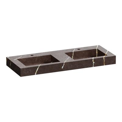 Wastafel Topa Artificial Marble 120 2 spoelbakken Copper Brown Topa