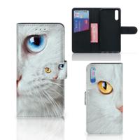 Huawei P20 | Telefoonhoesje | Met pasjeshouder | Witte Kat Huawei P20 | Telefoonhoesje | Met pasjeshouder | Witte Kat