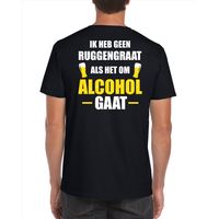 Geen ruggengraat als het om alcohol / drank gaat fun t-shirt zwart voor heren
