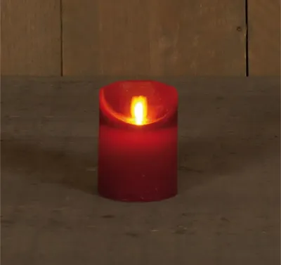 Anna&apos;s Collection LED kaars flame effect rustiek 7.5x10cm bordeaux 1 stuks