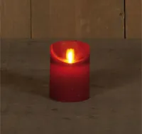 Anna&apos;s Collection LED kaars flame effect rustiek 7.5x10cm bordeaux 1 stuks