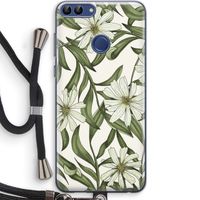 Wit bloemenpatroon: Huawei P Smart (2018) Transparant Hoesje met koord