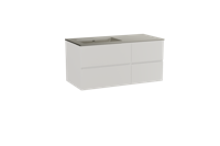 Storke Edge zwevend badmeubel 110 x 52 cm mat wit met Diva asymmetrisch linkse wastafel in top solid zijdegrijs