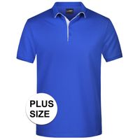 Grote maten polo shirt Golf Pro premium blauw/wit voor heren