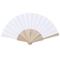 Spaanse waaier - wit - 42 x 23 cm - hout - verkoelend - handwaaier