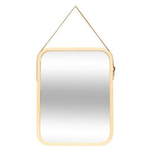 Vierkante wandspiegel Soho - met ophanglus - naturel - bamboe/glas - 35 x 45 cm