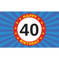 Happy Birthday 40 jaar versiering vlag 150 x 90 cm - thumbnail