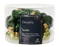 Figuur glas l2b4h4 cm groen ass 12st kerst - Decoris