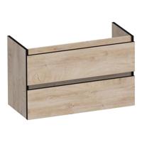 Brauer Joy Edge - Onderkast Ondiep - 80 cm - met 2 Softclose Lades Greeploos en 1 Sifon Uitsparing - Forest Wheat